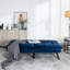 Lit moderne en bleu marine, adapté aux petits appartements et aux espaces de vie Lit en velours bleu 2 places, réglable, s'adapte