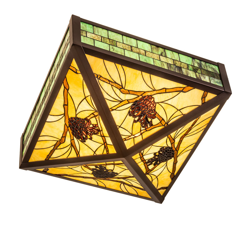 23" Square Pinecone Ridge Semi-Flushmount