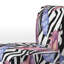 Fauteuil de chambre bleu et mauve à motif de coquillages sur fond zébré I