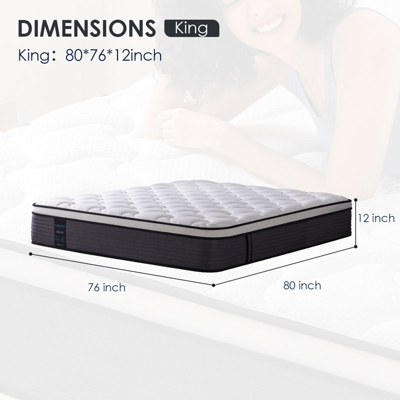 Meith 12" Plush Memory Foam Hybrid Mattress in a Box, OEKO-TEX® Certified, King, 12"