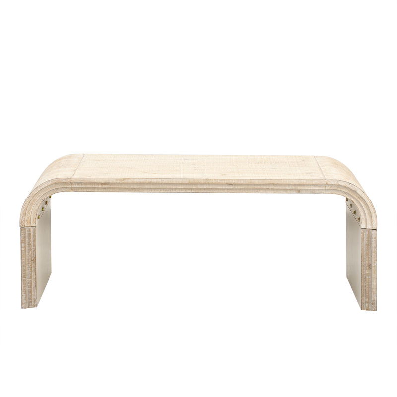 Table basse TREXM Minimalist avec un design Art déco incurvé pour le salon ou la salle à manger (bois naturel délavé)
