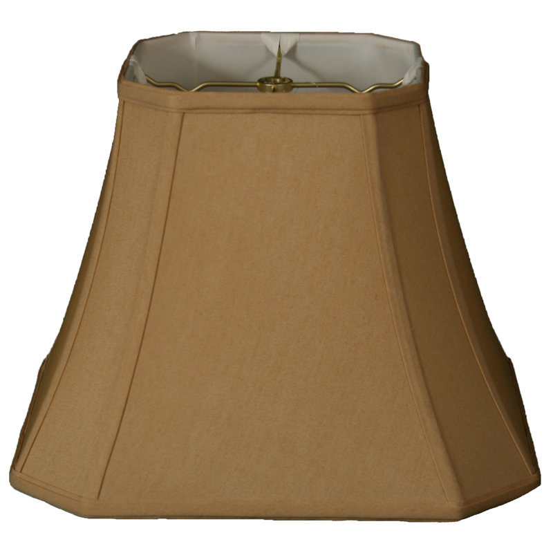 Abat-jour cloche en soie / shantung (araignée), H 10,25 po x l 12 po x P 12 po, Or antique / Blanc cassé