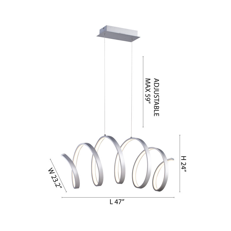 1-Light Grey Spiral LED Strip Single Pendant