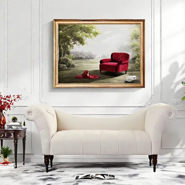 Chaise longue classique classique élégante, Blanc cassé / blanc