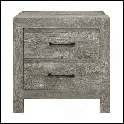 Table de chevet 1Pc avec 2 tiroirs et quincaillerie noire