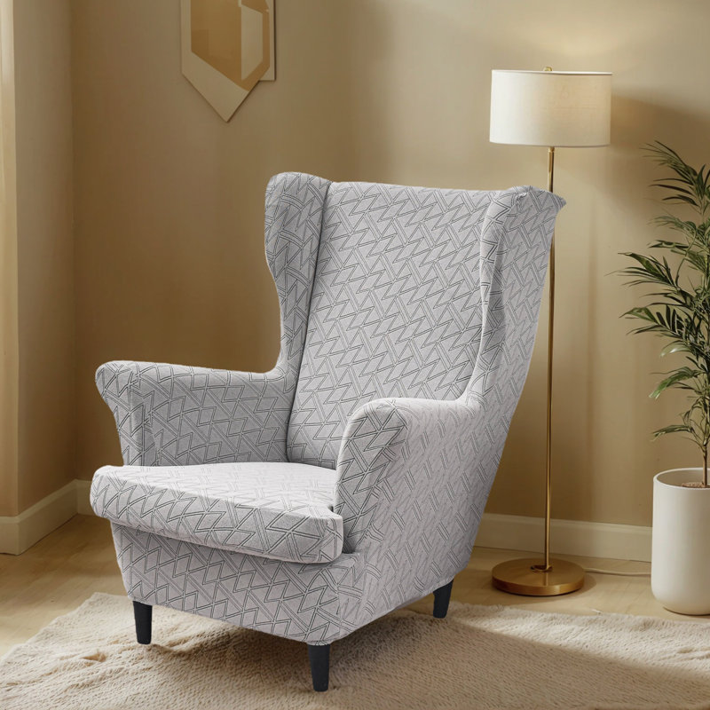 Housses de protection de meubles pour fauteuils à oreilles, housses de coussin en T extensibles 2 pièces, anti-boulochage, ajustement du bas élastique, lavable à la machine