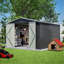 Grande remise de rangement extérieure en métal 10 pi x 10 pi - Cadre robuste et portes doubles verrouillables, remise de jardin toute saison pour la cour, la pelouse, les outils et l'équipement de patio, noir