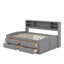 Lit de jour double en bois avec 2 tables de chevet, tablettes et tiroirs-779670845
