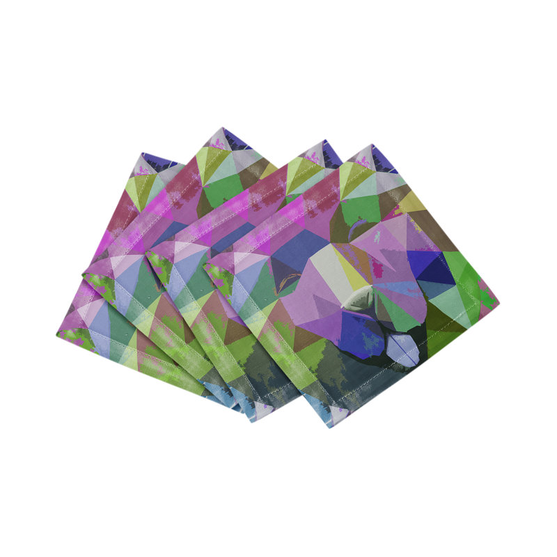 Ode To Okuda Cotton Sateen Cocktail Napkins, Purple Rain