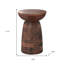 Table de bout ronde 18 po en bois massif brun foncé patiné