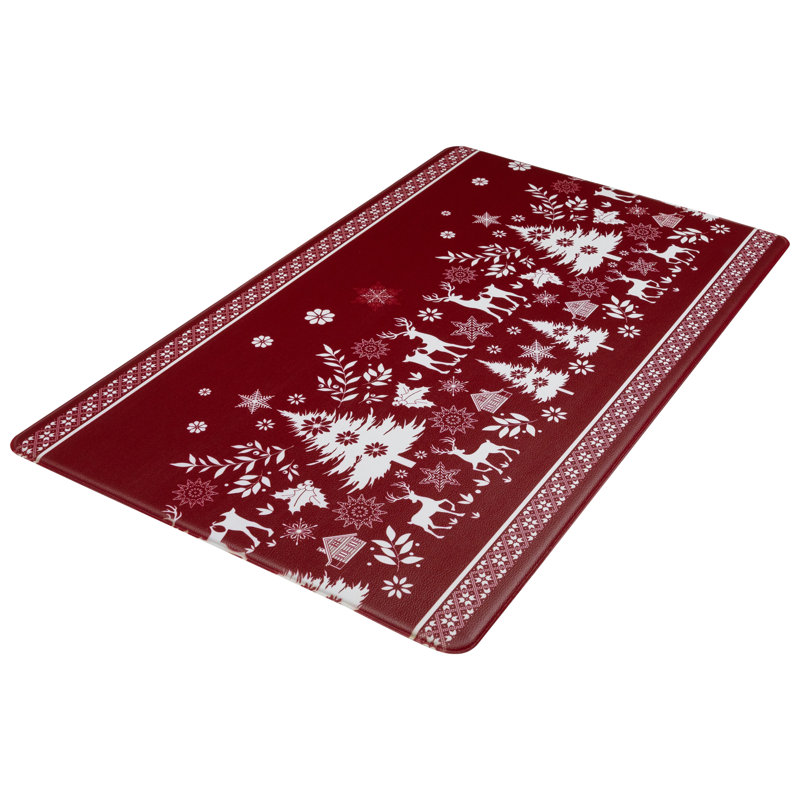 Reindeer And Snowflakes Kitchen Comfort Anti-Fatigue Christmas Floor Mat - 17.75" X 29.5"