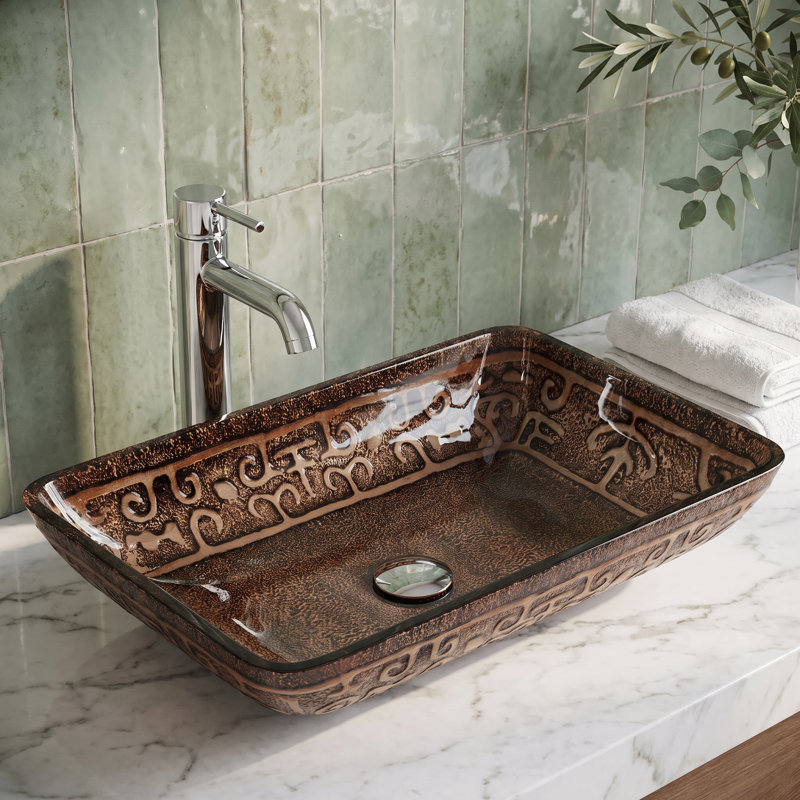 Lavabo de salle de bain rectangulaire Donatello, Fusion dorée et brune
