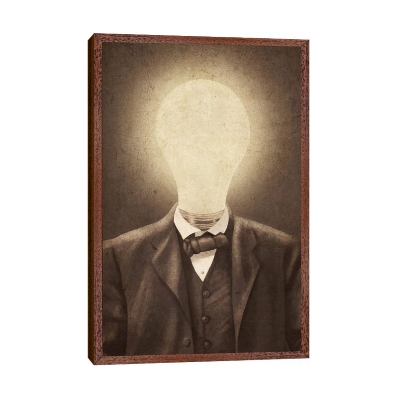 The Idea Man 1 Piece Painting on Canvas, 101.6 cm H x 66.04 cm W, Classic Brown Wood Framed