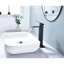 Robinet de salle de bain à cascade avec bonde escamotable en acier inoxydable noir mat pour un drain de remodelage, finition gracieuse-125364222