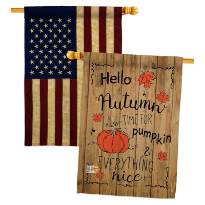 Drapeau de maison 40 po x 28 po Hello Autumn Time For Pumpkin