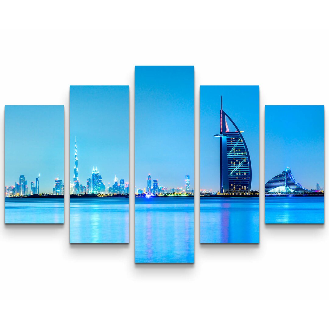 5-tlg. Leinwandbilder-Set Skyline Dubai