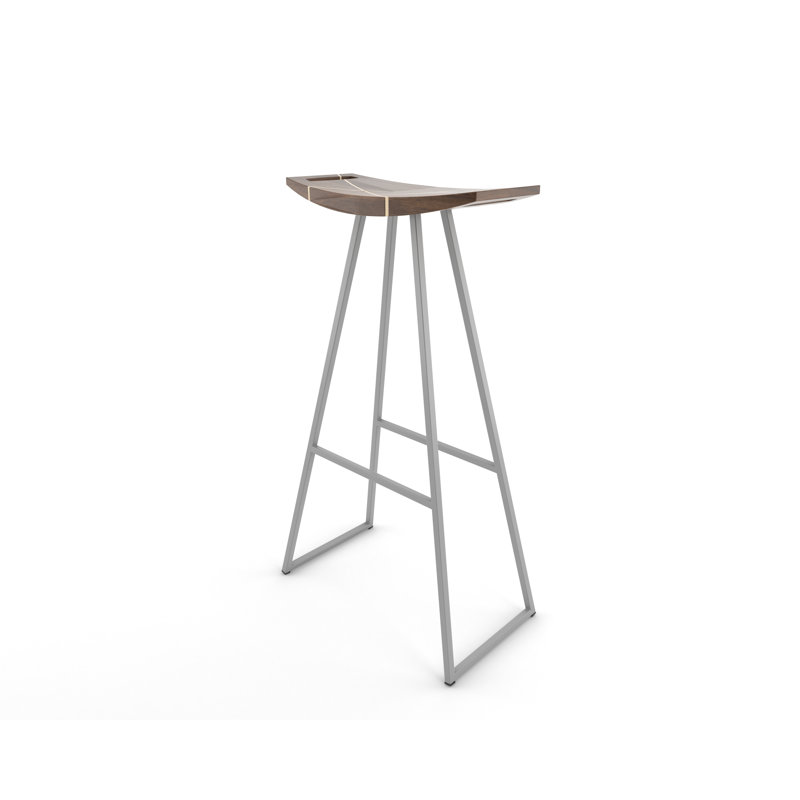 Tabouret de bar et de comptoir Robert, Noyer, Tabouret de bar (siège d'une hauteur de 30 po), Gris