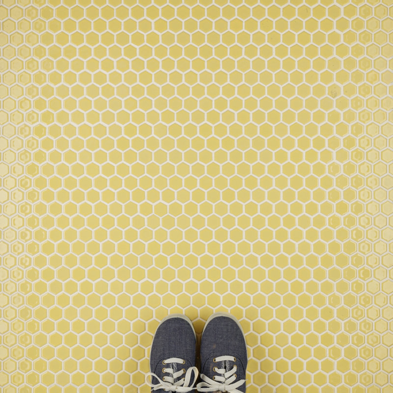 Hudson 1" x 1" Porcelain Honeycomb Mosaic Wall & Floor Tile, Vintage Yellow