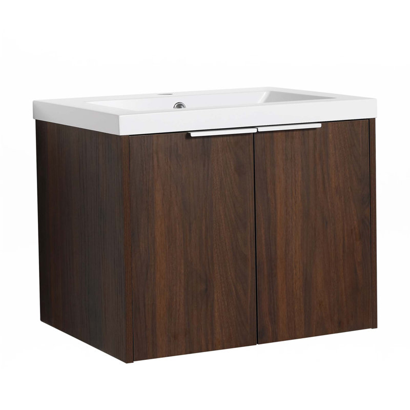 Meuble-lavabo à fixation flottante avec lavabo, Noyer, 24"