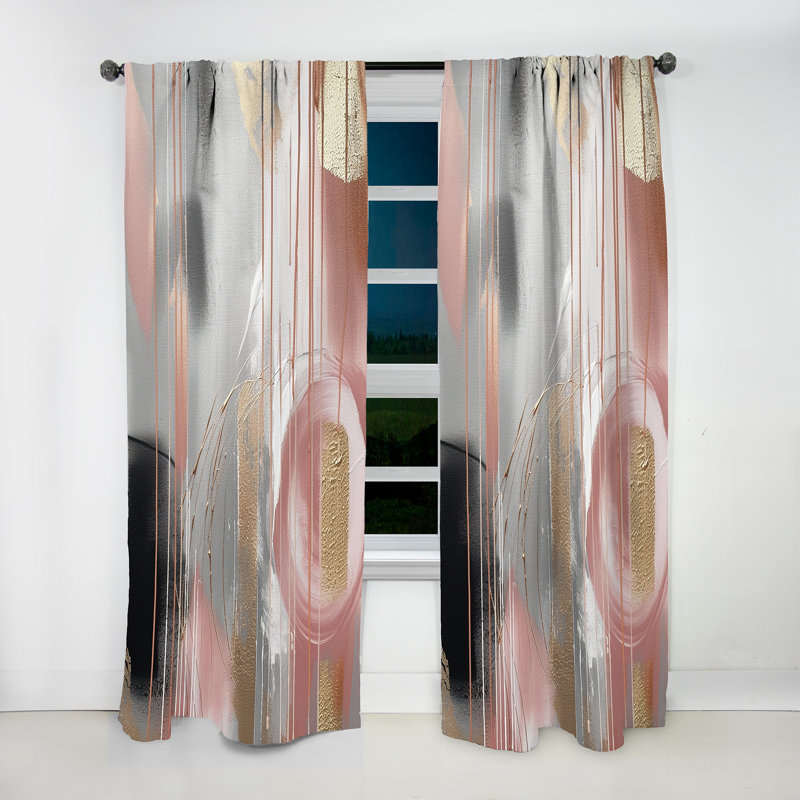 Sarahi - Complexe cercle doré rose - Rideau de formes modernes - Velours obscurcissant - 1 panneau, L 52 po x L 120 po