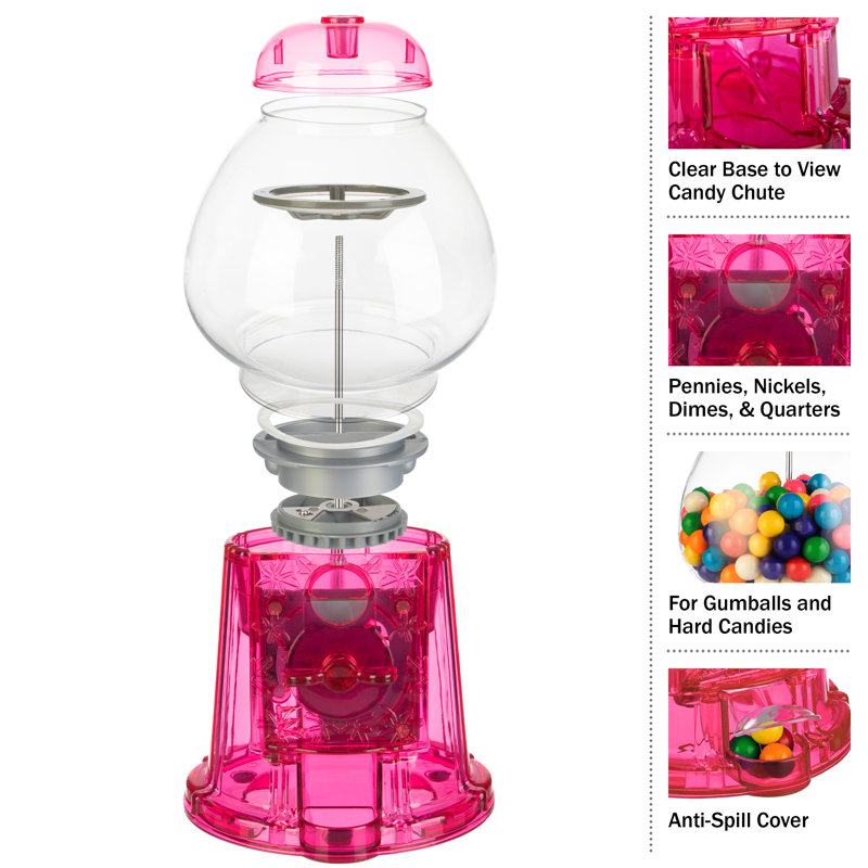 Great Northern Popcorn 11" Transparent Pink Mini Gumball Machine