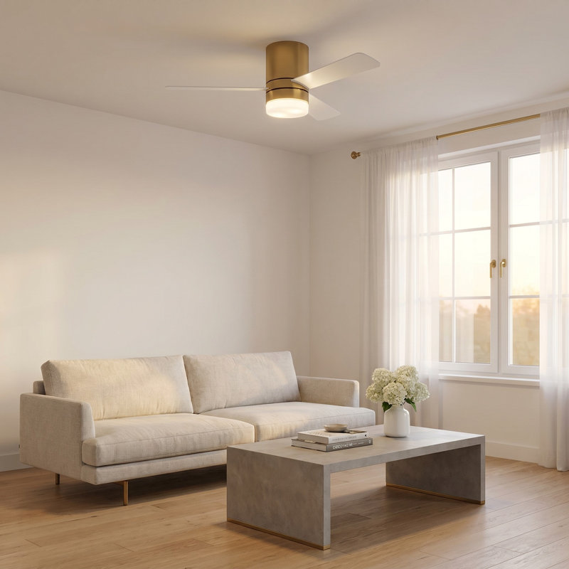 Ventilateur de plafond avec lumières DEL Kris, 44", Blanc mat, Bronze brillant