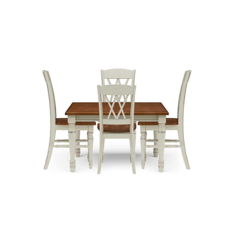 Monarch White and Oak 5-Piece Dining Set with Double X-Back Chairs