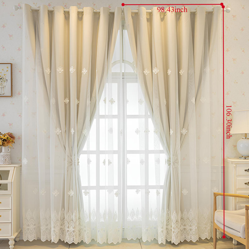 Ele Room Darkening Single Curtain Panel, Beige