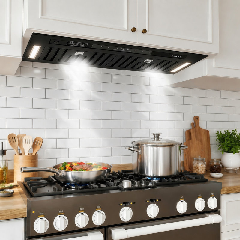 30 In. 900 Cfm Insert Range Hood In Black Stainless Steel With Dishwasher Filter