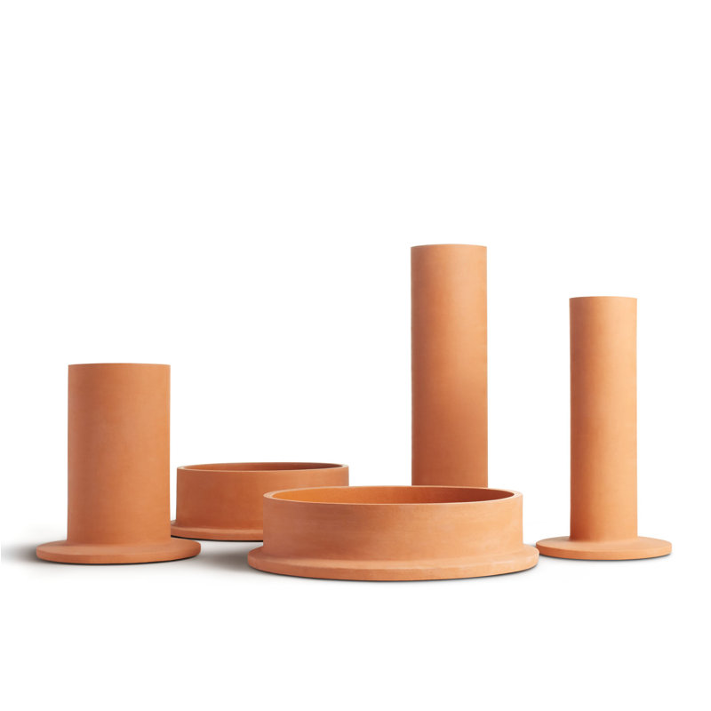Flange Ceramic Table Vase, 12" H x 6" W x 6" D, Terracotta