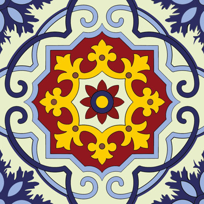 Carreaux amovibles autocollants en vinyle bleu et jaune 8 po x 8 po