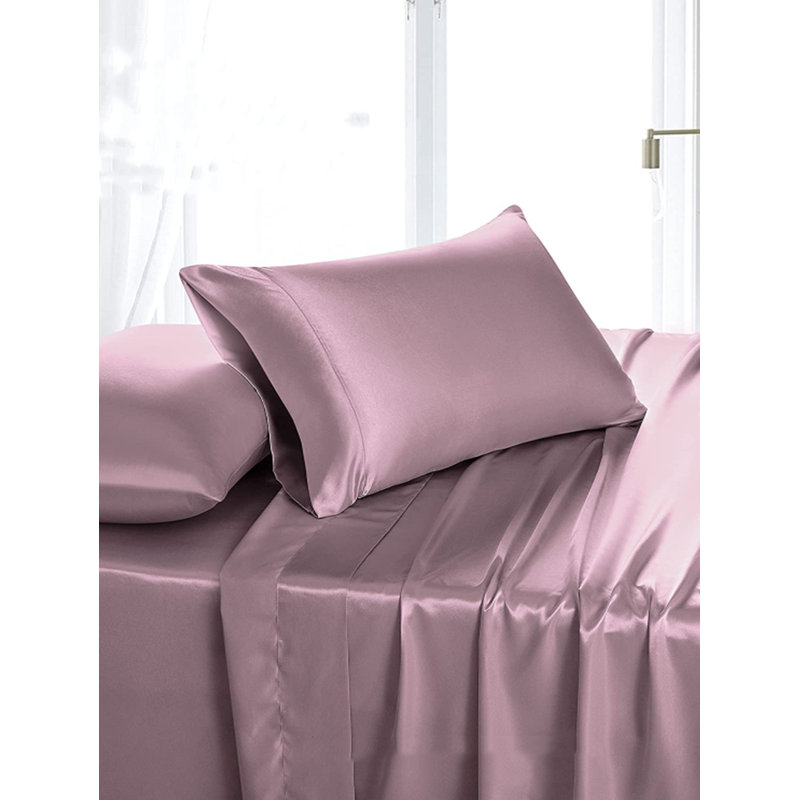 Deep Pocket Satin Sheet Set, King, Bean Paste