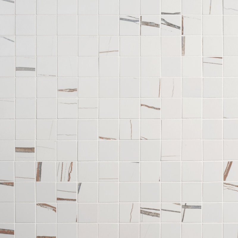Carrelage mosaïque en porcelaine l 11,81 po x L 11,81 po, Sahara Blanco