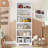 75"6-Tier Farmhouse Bookcase with Adjustable Shelves, Open Display Storage Bookshelf for Home Office, Living Room, Study or Balcony-457048595-457048592