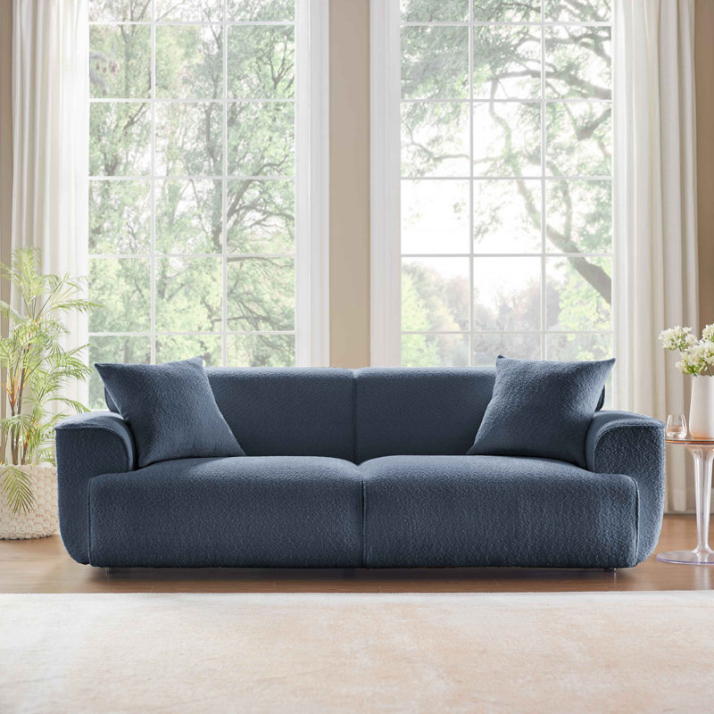 Wallas 231.1Cm Round Arms Sofa, Blue Boucle