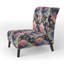 Motif botanique à motif cachemire bleu et rose - Fauteuil de chambre rembourré Boho, fauteuil d'appoint bleu