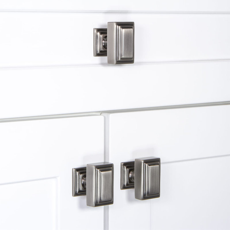 Carré Rectangular Knob, Antique Pewter