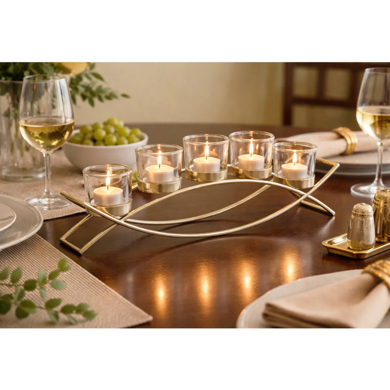 Centre de table en fer Iron, Gold/Clear