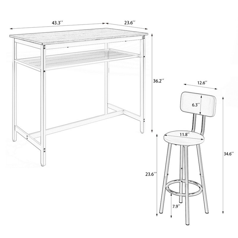 5-Piece Kitchen Counter Height Table Set Bar Table with 4 Chairs Sturdy Wood Frame Space-Saving Design for Dining, Kitchen & Breakfast Nook Easy Assembly