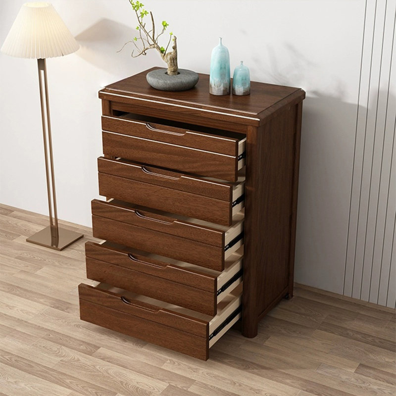 Armoire d'appoint en bois massif brun noisette, H 45,28 po x l 27,56 po x P 17,72 po, Brun noyer