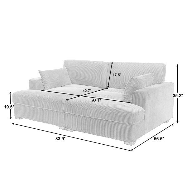 Wade Logan® Bentura 83.86'' Recessed Arm Modular Sofa & Reviews 