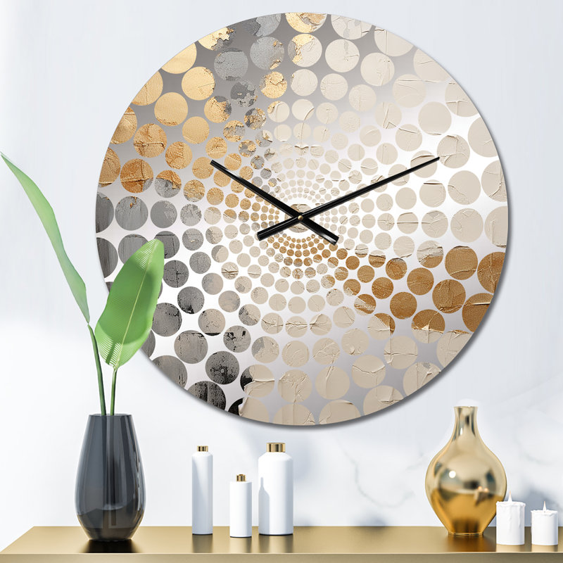Mandel - Horloge murale peinture abstraite, Petit, Grey Beige