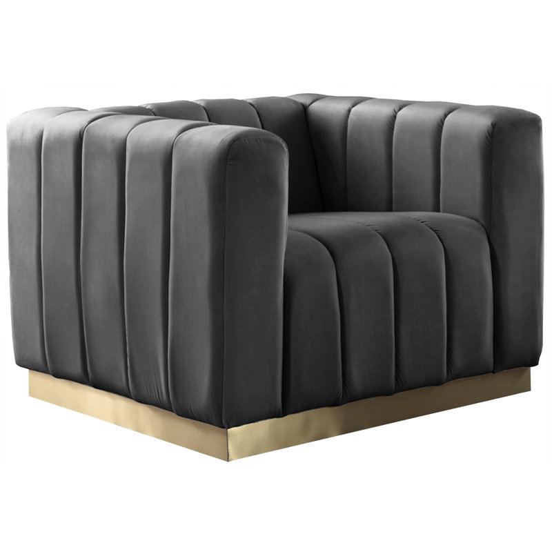 Tyneside Velvet Armchair, Gray Velvet