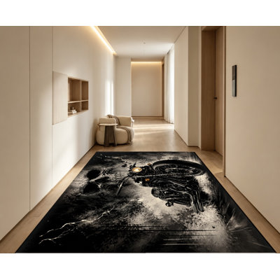 Tapis graphique Cool Cool, motif de crâne classique noir et blanc, artistique éclatant, lavable à la machine, envers antidérapant, tapis d'intérieur tendance pour le salon, la chambre à coucher, la grotte, le garage, l’appartement