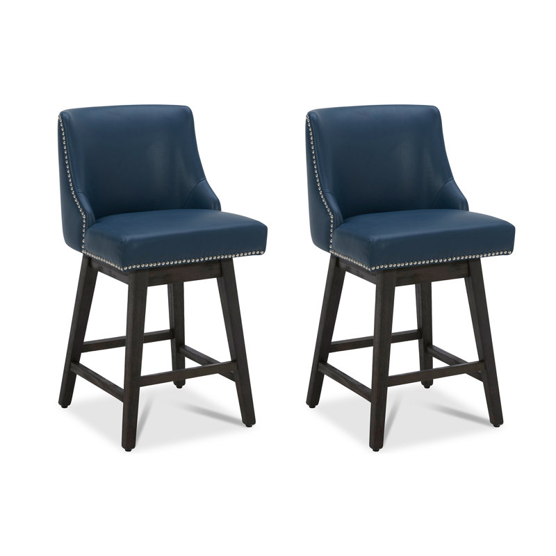 Arvelle Swivel Counter & Bar Stool, Midnight Blue Performance Basketweave, Counter Stool (26" Seat Height)