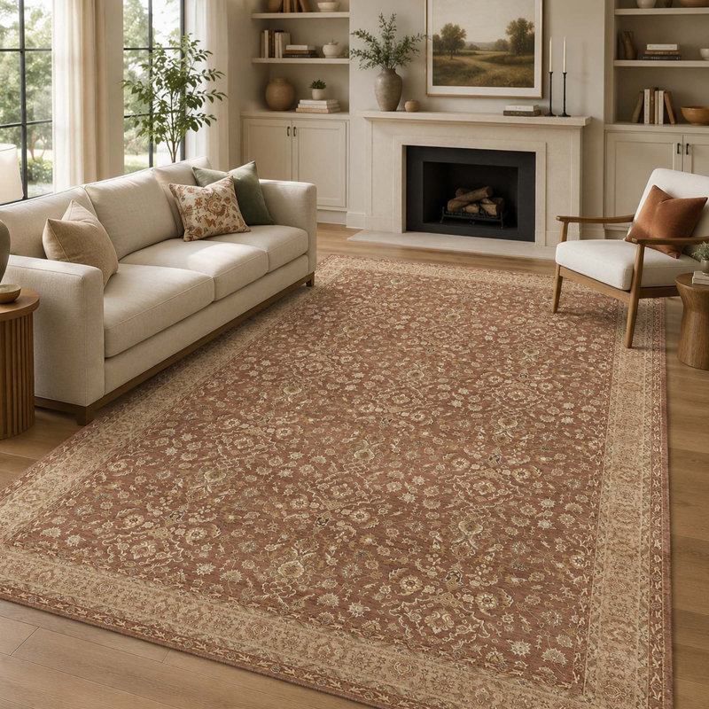 Tapis lavable à imprimé rétro avec motif à poils courts et antidérapant