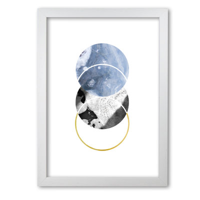 Blue And Gold Abstract Circles - Print