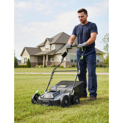 2 in 1 Electric Dethatcher and Scarifier, 16 Inch Corded Lawn Dethatcher with 14.5 Gallon Collection Bag, 5 Position Depth Adjustment for Lawn Care
