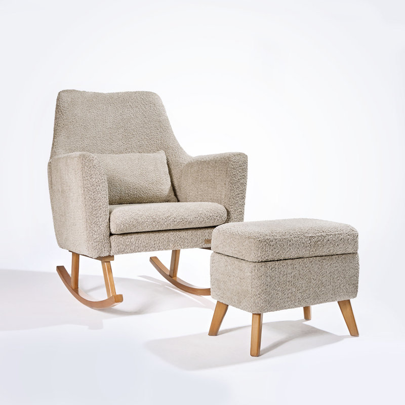 Oscar Luxe Rocking Chair & Footstool – Teddy, Mushroom