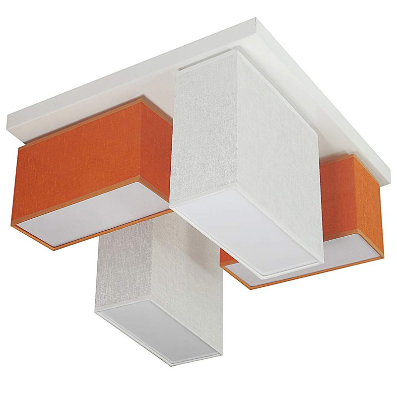 Eris Fabric Semi Flush Mount, White/Orange